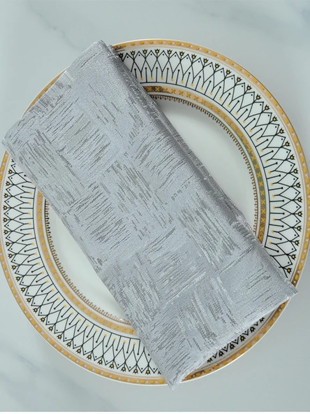 Restoran Peçete Tokası - Küçük Yaprak Gümüş Rengi - 46x46 cm - 5