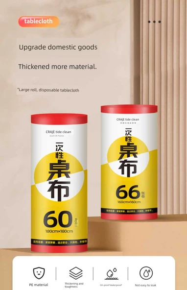 Kalın Tek Kullanımlık Masa Örtüsü - Beyaz 100x160cm (90 Adet) - Resim 5