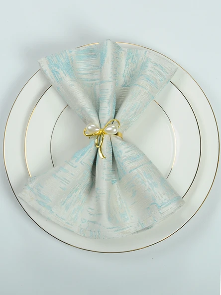 Restoran Peçete Tokası - Küçük Yaprak Gümüş Rengi - 46x46 cm - 2