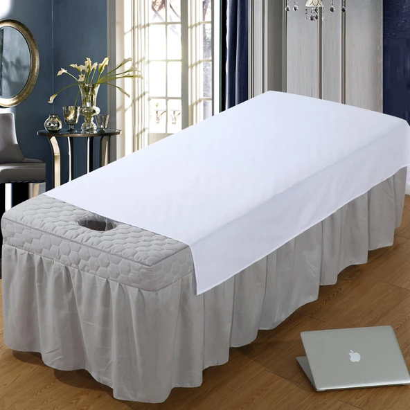 Spa Masaj Yatağı Çarşafı - 90x210 cm - Beyaz, Açılışlı - 4