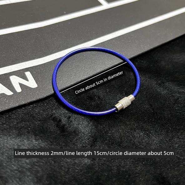 5cm Çelik Anahtarlık - Safir Mavi Kauçuk Halkalı - 5 Adet