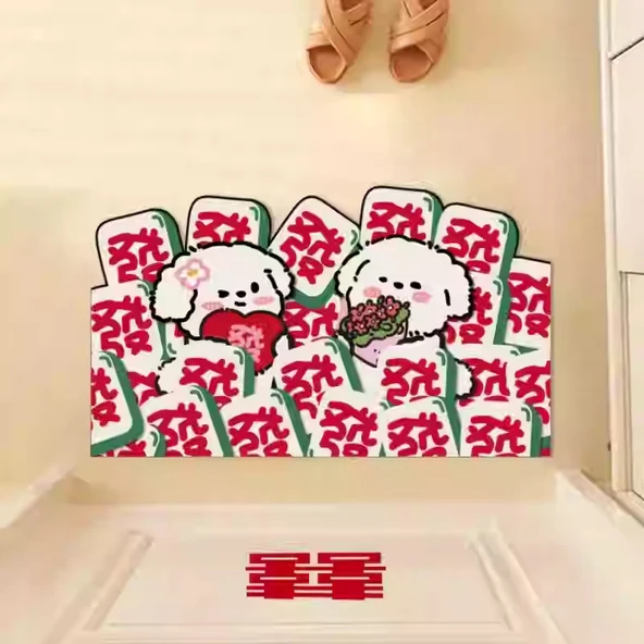 Çizgi Film Desenli Diatomit Banyo Paspası - 40x60cm - Kalp Köpek Yavrusu - 4