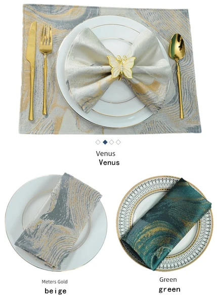 Restoran Peçete Tokası - Küçük Yaprak Gümüş Rengi - 46x46 cm - 10