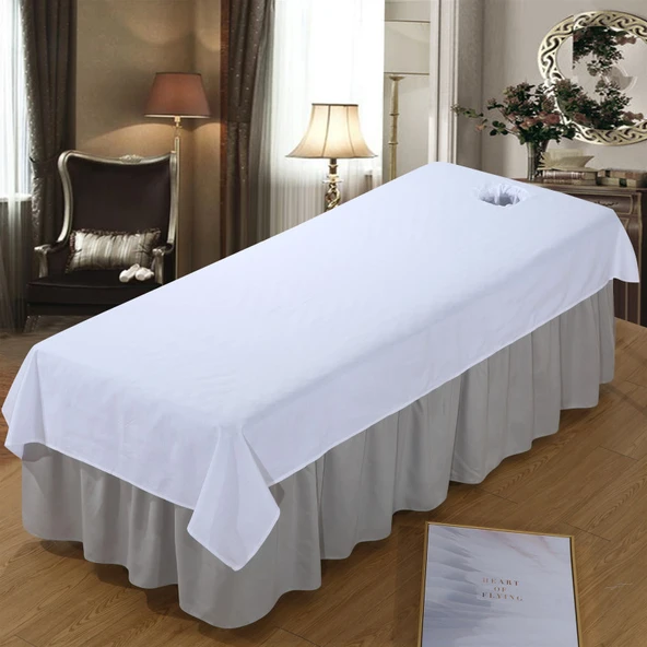 Spa Masaj Yatağı Çarşafı - 90x210 cm - Beyaz, Açılışlı
