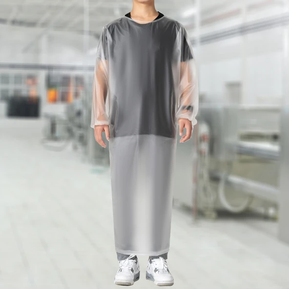 Şeffaf TPU Su Geçirmez Uzun Kollu Mutfak Önlüğü - 120cm