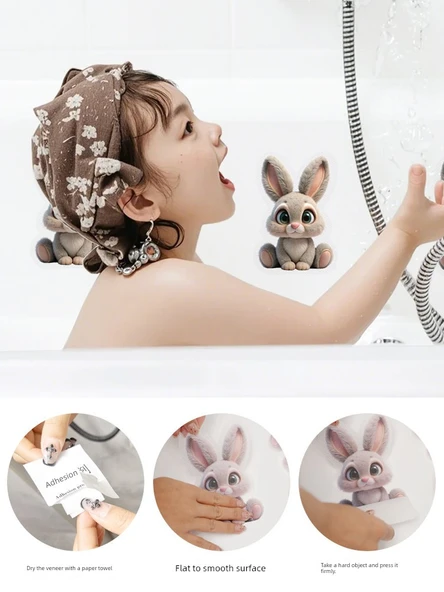 Çizgi Film Desenli Banyo Kaydırmaz Mat - 10x14cm - Büyük Tavşan - Tek Parça - 5