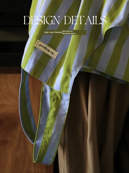 Bağcıksız Su Geçirmez Mutfak Önlüğü - Sürpriz Set Önlük + Çizgili Eşarp - 5