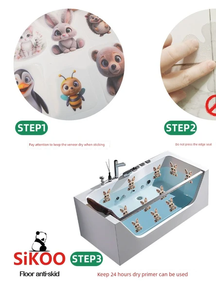 Çizgi Film Desenli Banyo Kaydırmaz Mat - 10x14cm - Büyük Tavşan - Tek Parça - 6