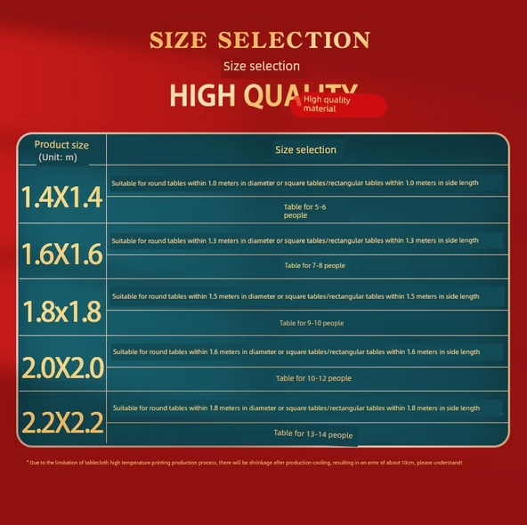 Düğün Ziyafet Kırmızı Masa Örtüsü - 2.0m Xiduo Desenli - 10 Adet (Geliştirilmiş Kalın) - Resim 9