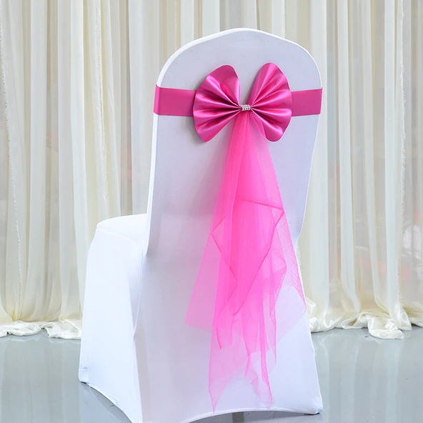 Düğün Sandalye Arkası Kuşağı - Gül Kırmızısı - 6x73cm