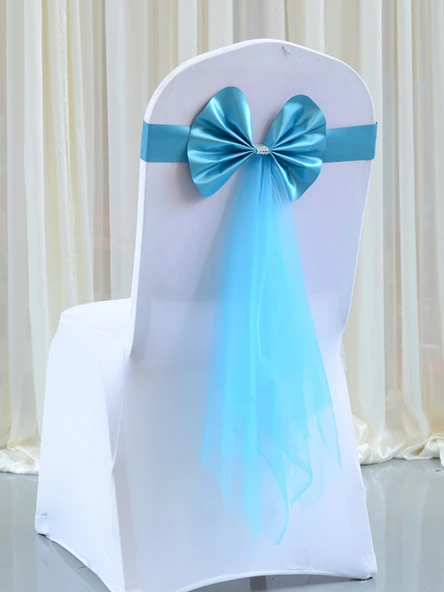 Düğün Sandalye Arkası Kuşağı - Gül Kırmızısı - 6x73cm - 5