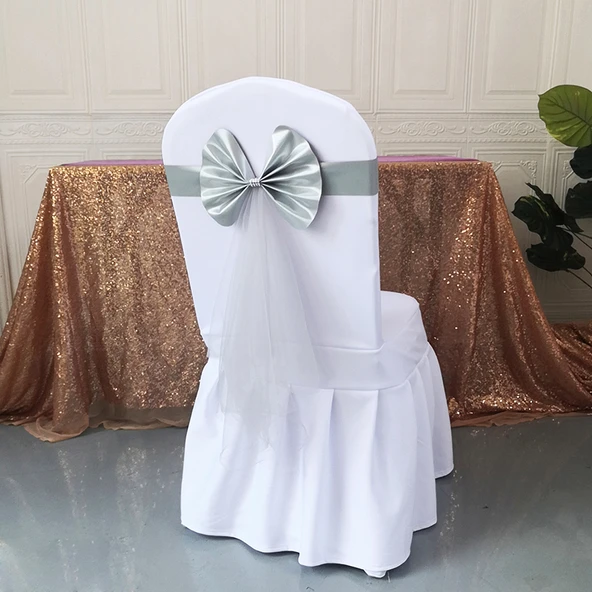 Düğün Sandalye Arkası Kuşağı - Gümüş - 6x73cm
