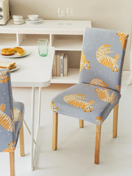 Lastikli Kaymaz Sandalye Kılıfı - Shiyan Desenli - 4'lü Paket - 5