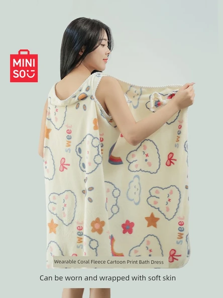 Çilek Ayı Desenli Polar Bornoz - 80x135cm - 5