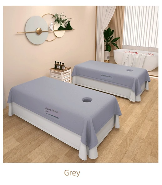 Güzellik Salonu Yatak Örtüsü 240x140cm - Gri Baş Baskılı - Delikli - 11