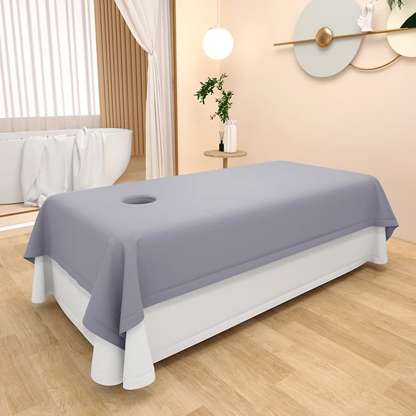 Güzellik Salonu Yatak Örtüsü 240x140cm - Gri Baskısız - Deliksiz