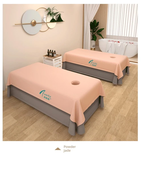 Güzellik Salonu Yatak Örtüsü 240x140cm - Gri Baş Baskılı - Delikli - 12