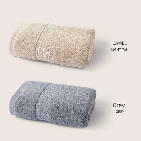 Camel + Gri Antibakteriyel Küçük Banyo Havlusu Seti - 50x100 cm