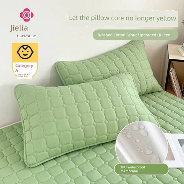 Kapitone Yastık Kılıfı 48x74 - Buğday Başağı Nane Yeşili Çiftli (Su Geçirmez Değil) - Resim 2