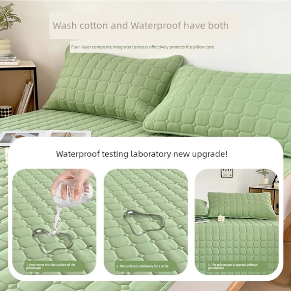 Kapitone Yastık Kılıfı 48x74 - Buğday Başağı Açık Gri Çiftli (Su Geçirmez Değil) - Resim 4