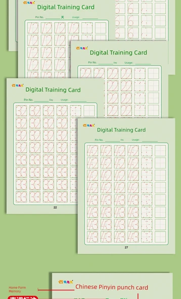 Çocuklar için Pinyin ve Karakter İzleme Kitabı - 2 Model, Her Birinden 1 Kitap/Sayı Eğitimi + Ortak Çince Karakter Delikli Kağıt [0839/0840] - 10