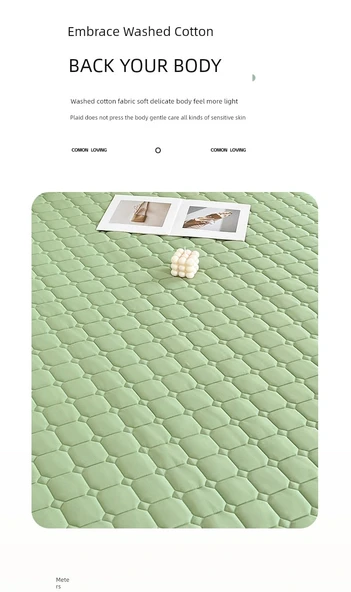 Kapitone Yastık Kılıfı 48x74 - Buğday Başağı Nane Yeşili Çiftli (Su Geçirmez Değil) - Resim 11