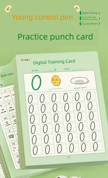 Çocuklar için Pinyin ve Karakter İzleme Kitabı - 2 Model, Her Birinden 1 Kitap/Sayı Eğitimi + Ortak Çince Karakter Delikli Kağıt [0839/0840] - 7