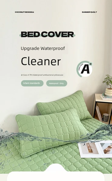 Kapitone Yastık Kılıfı 48x74 - Buğday Başağı Nane Yeşili Çiftli (Su Geçirmez Değil) - Resim 7