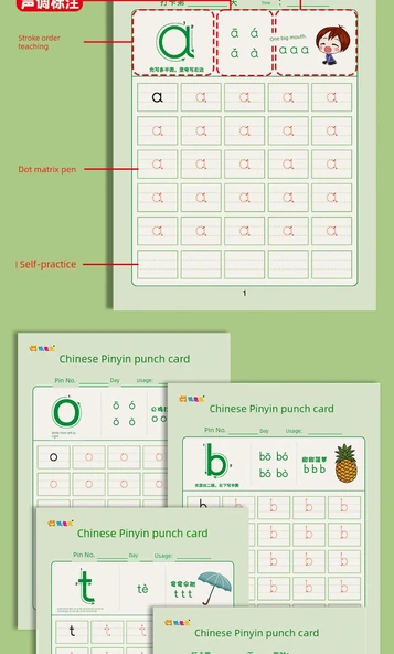 Çocuklar için Pinyin ve Karakter İzleme Kitabı - 2 Model, Her Birinden 1 Kitap/Sayı Eğitimi + Ortak Çince Karakter Delikli Kağıt [0839/0840] - 11