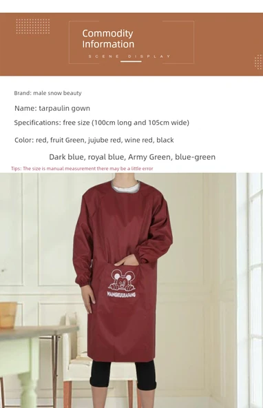 Uzun Kollu Su Geçirmez Mutfak Önlüğü - Mor - Resim 11