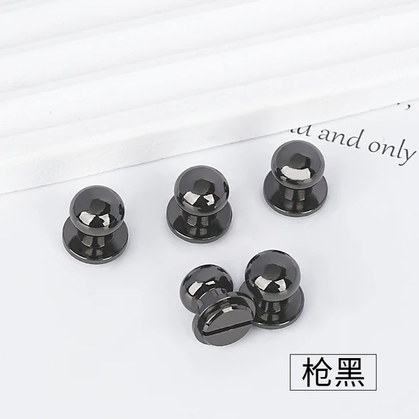 Kendin Yap El Yapımı Bakır Vidalı Broş - Keşiş Kafası - 10mm Siyah [5'li Set]