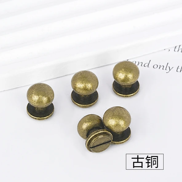 Kendin Yap El Yapımı Bakır Vidalı Broş - Keşiş Kafası - 12mm Bronz [5'li Set]