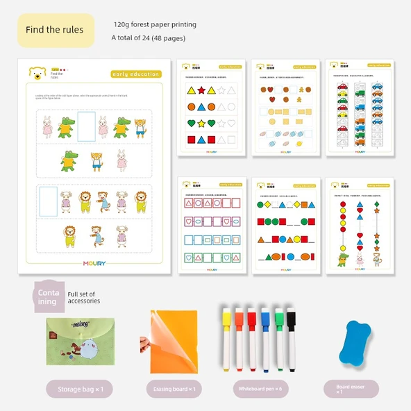 Matematiksel Akıl Yürütme Eğitim Kitabı - Kuralları Bul 24 Sayfa + Silme Seti