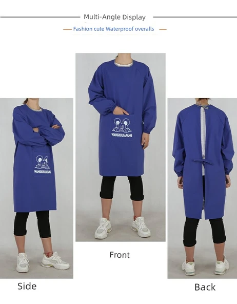 Uzun Kollu Su Geçirmez Mutfak Önlüğü - Mor - Resim 10