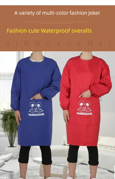 Uzun Kollu Su Geçirmez Mutfak Önlüğü - Mor - Resim 7