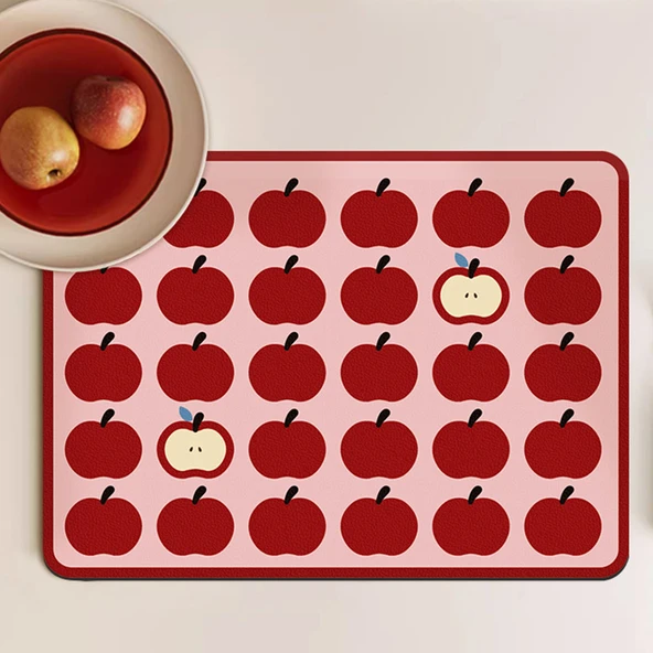 Mutfak Yemek Masası Emici Kurutma Matı - SPL Berry Elma 40x50cm