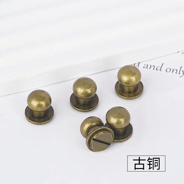 Kendin Yap El Yapımı Bakır Vidalı Broş - Keşiş Kafası - 10mm Bronz [5'li Set]
