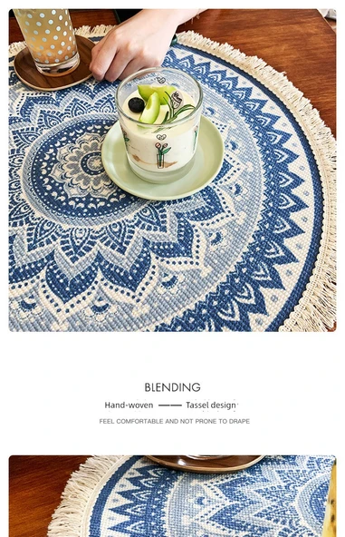 Bohem Tarzı Masa Örtüsü - Brandon - 120cm Çap - Resim 10