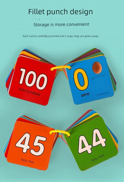 Okul Öncesi Eğitici Kartlar - 0-100 Sayısal Algılama ve İngilizce Pinyin Kartları (2 Kutu) - 10