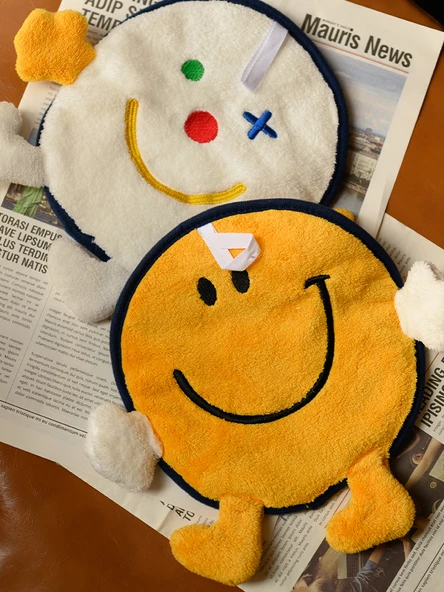 Gülümseyen Yüz Coral Polar El Havlusu - Sarı - 25x27cm - Resim 2