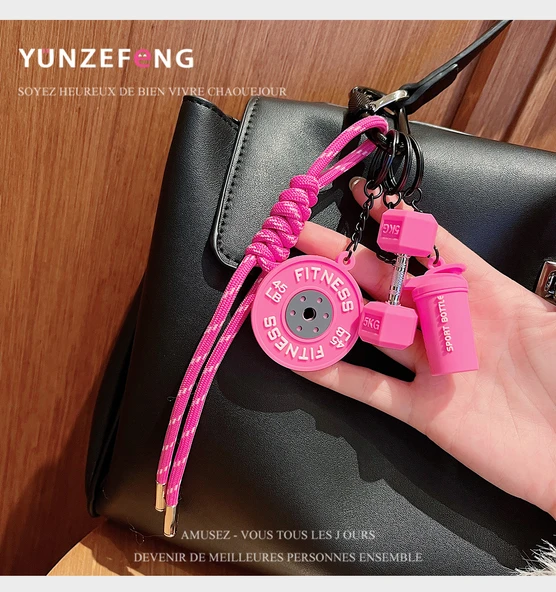 Fitness Dambıl Anahtarlık - Pembe - 11