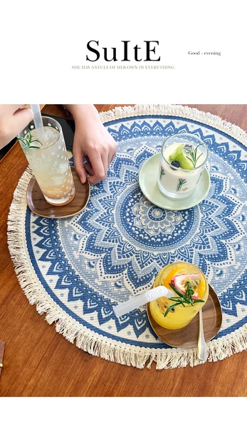 Bohem Tarzı Masa Örtüsü - Brandon - 120cm Çap - Resim 7