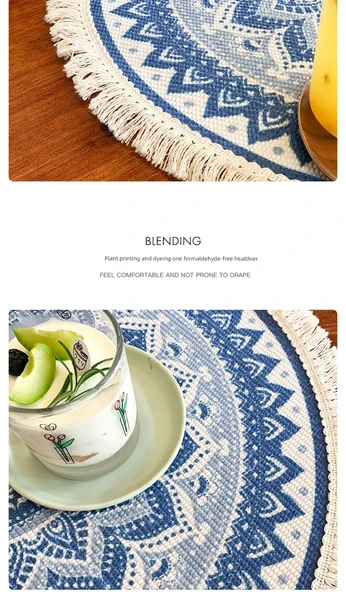 Bohem Tarzı Masa Örtüsü - Brandon - 120cm Çap - Resim 11