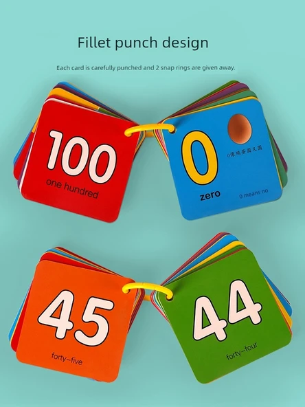 Okul Öncesi Eğitici Kartlar - 0-100 Sayısal Algılama ve İngilizce Pinyin Kartları (2 Kutu) - 5