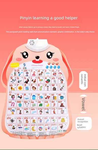 Bebek Erken Eğitim Duvar Tablosu - Sesli Öğrenme Oyuncağı - İngilizce + Sayıları Öğrenme + Pinyin - 9