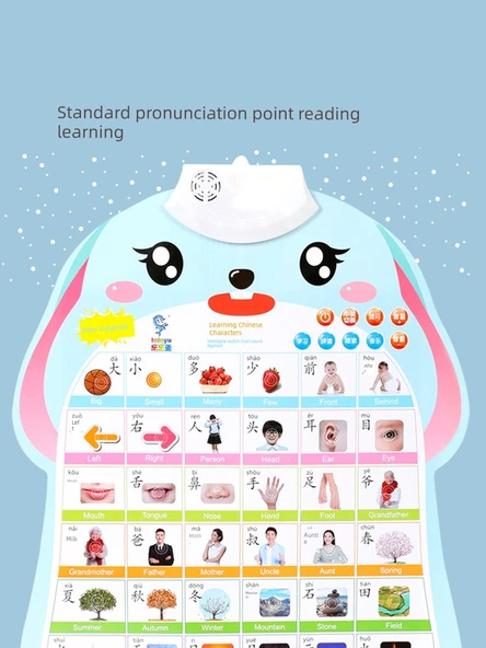 Bebek Erken Eğitim Duvar Tablosu - Sesli Öğrenme Oyuncağı - İngilizce + Sayıları Öğrenme + Pinyin - 6