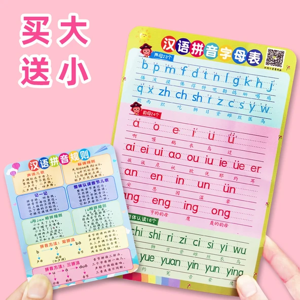Çocuklar için Eğitici Formül Kartı - Pinyin Alfabe Kartı
