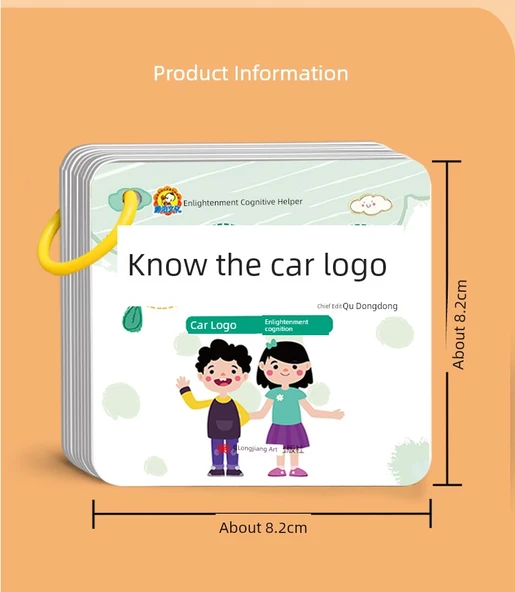 Çocuklar İçin Erken Eğitim Kartları - Araba Logosu Kartı +8 Araba Sticker Kitabı - 7