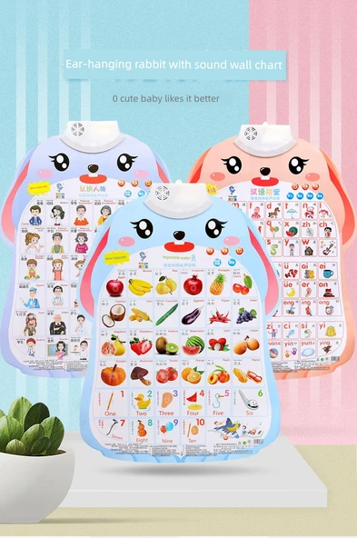 Bebek Erken Eğitim Duvar Tablosu - Sesli Öğrenme Oyuncağı - İngilizce + Sayıları Öğrenme + Pinyin - 7