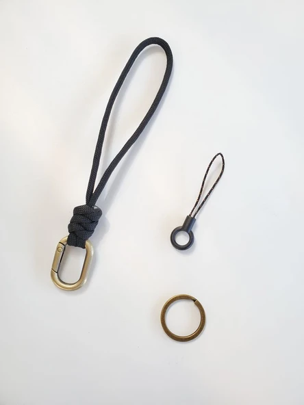 Paraşüt İpi Örgü Anahtarlık - 16cm Bronz +2 Aksesuar